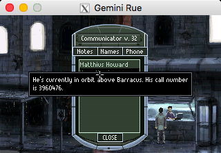 Gemini Rue (Macintosh) screenshot: Using communicator