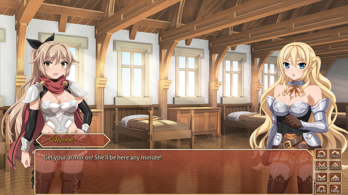 Sakura Fantasy (Windows) screenshot: The main character, Raelin (left) and another major character, Gwynne (right)