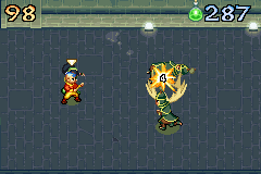 Avatar: The Last Airbender - The Burning Earth (Game Boy Advance) screenshot: Toph's Earth Bending attack
