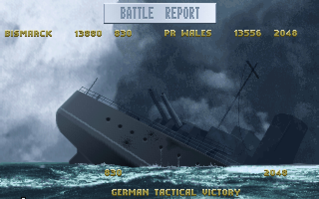 Great Naval Battles: North Atlantic 1939-43 (DOS) screenshot: Sinking to the depths of defeat.