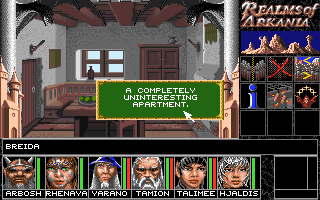 Realms of Arkania: Blade of Destiny (Amiga) screenshot: You can choose to break into houses but many have nothing of interest.