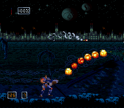 Doom Troopers: Mutant Chronicles (SNES) screenshot: This is best solved with a homing missile