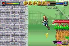 Ace Lightning (Game Boy Advance) screenshot: Floating out of the haunted house