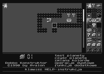 Lasermania / Robbo Konstruktor (Atari 8-bit) screenshot: Robbo Konstruktor building planet