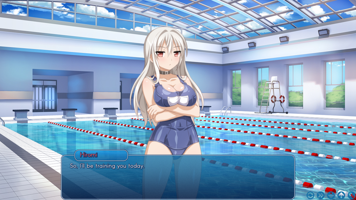 Sakura Swim Club (Windows) screenshot: The next day i'm training with Hiromi