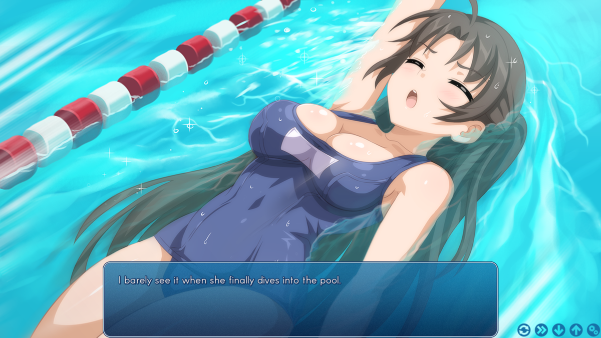 Sakura Swim Club (Windows) screenshot: Mieko shows me how it's done