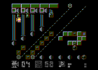 Lasermania / Robbo Konstruktor (Atari 8-bit) screenshot: Lasermania Level 52