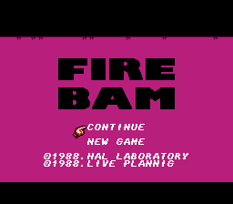 Fire Bam (NES) screenshot: Title screen
