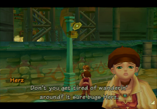 Radiata Stories (PlayStation 2) screenshot: You will meet various people of the streets.