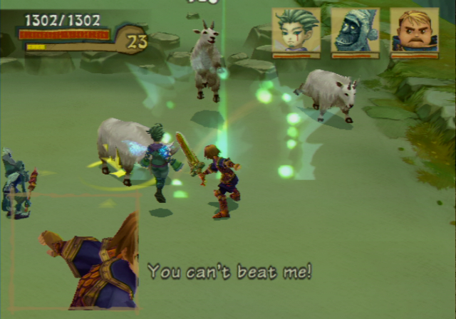 Radiata Stories (PlayStation 2) screenshot: Battle with some wild goats.