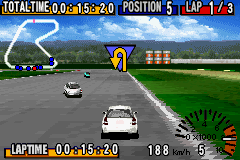 GT Advance Championship Racing (Game Boy Advance) screenshot: Tight curve