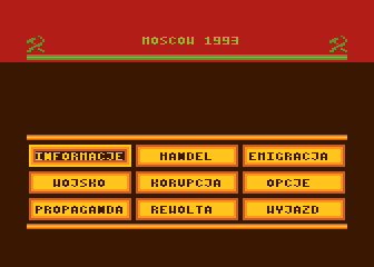 Moscow 1993 (Atari 8-bit) screenshot: Main menu