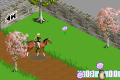 Barbie Horse Adventures: Blue Ribbon Race (Game Boy Advance) screenshot: Collecting a flower
