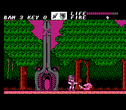Fire Bam (NES) screenshot: A hostile forest area