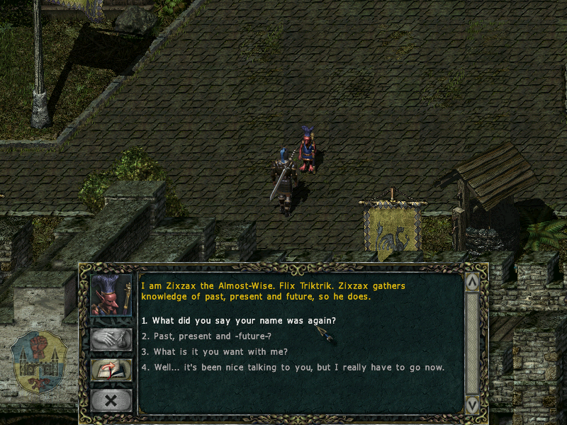 Divine Divinity (Windows) screenshot: Zixzax certainly tells you interesting things. His manner of speaking, however, is a bit unusual