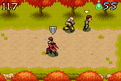 Avatar: The Last Airbender - The Burning Earth (Game Boy Advance) screenshot: This Fire Nation soldier has a regenerating shield