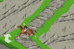 Barbie Horse Adventures: Blue Ribbon Race (Game Boy Advance) screenshot: Riding up a slope