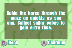 Barbie Horse Adventures: Blue Ribbon Race (Game Boy Advance) screenshot: "Maze valley" game intro