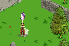 Barbie Horse Adventures: Blue Ribbon Race (Game Boy Advance) screenshot: Picking up a fly spray ...