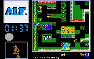 ALF: The First Adventure (Atari ST) screenshot: One of several sections of the neighborhood