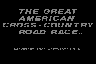 The Great American Cross-Country Road Race (Atari 8-bit) screenshot: Title Screen
