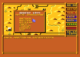 Ardeny 1944 (Atari 8-bit) screenshot: Game options