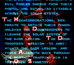 Doom Troopers: Mutant Chronicles (SNES) screenshot: Introduction