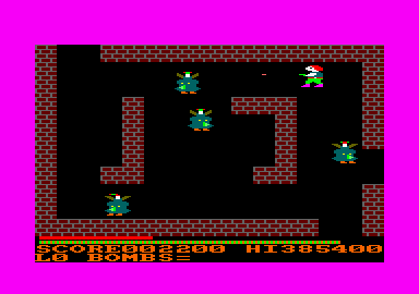 Survivor (Amstrad CPC) screenshot: Surrounded by enemies