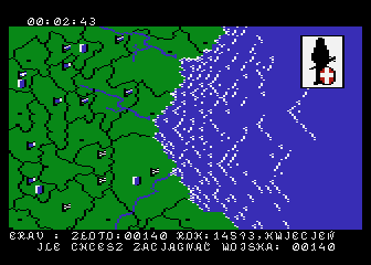 Władca (Atari 8-bit) screenshot: Applying the troops