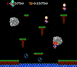 Balloon Fight (NES) screenshot: 3 vs me? Easy!