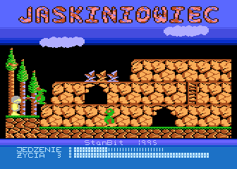 Jaskiniowiec (Atari 8-bit) screenshot: Two more caves