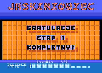 Jaskiniowiec (Atari 8-bit) screenshot: Level completed