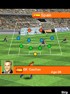 Real Soccer 2008 3D (J2ME) screenshot: Commentator going through the teams