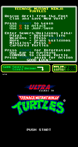 Teenage Mutant Ninja Turtles (Arcade) screenshot: Title Screen.