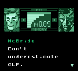 Metal Gear Solid (Game Boy Color) screenshot: Dialogue with McBride