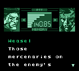 Metal Gear Solid (Game Boy Color) screenshot: Dialogue with Weasel
