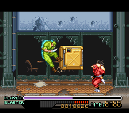 The Ninja Warriors (SNES) screenshot: Catch this!