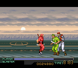 The Ninja Warriors (SNES) screenshot: Rest of a while