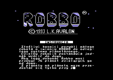 Robbo (Commodore 64) screenshot: Title screen