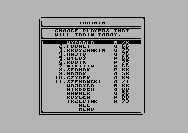 Trener (Commodore 64) screenshot: Training