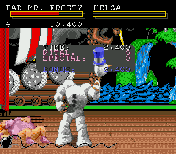 Clay Fighter (Genesis) screenshot: Frosty wins