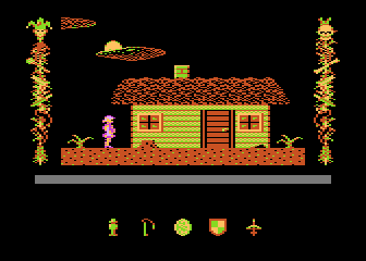 Gallahad (Atari 8-bit) screenshot: Cottage