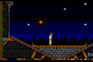 Cool World (Amiga) screenshot: The portals take you between the real world and the Cool World.