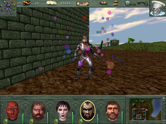 Might and Magic VIII: Day of the Destroyer (Windows) screenshot: The Cleric has just cast a Paralyze spell, very useful against some opponents!