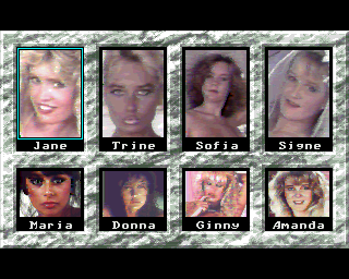 Cover Girl Strip Poker (Amiga) screenshot: Opponent's selection