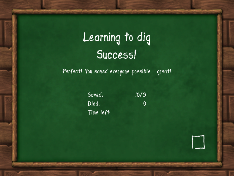 Pingus (Linux) screenshot: Level complete!