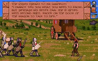 Vengeance of Excalibur (Amiga) screenshot: A gypsy camp.
