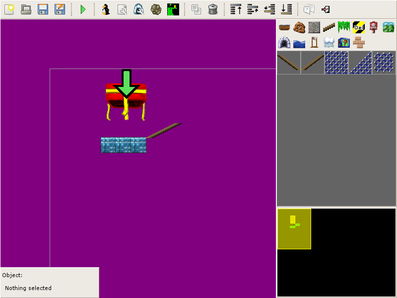 Pingus (Linux) screenshot: The level editor