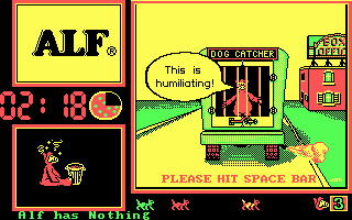 ALF: The First Adventure (DOS) screenshot: The dog catcher has you!