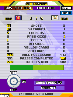 Real Football: Manager Edition (J2ME) screenshot: Status view